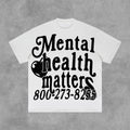 Vintage Mental Health Matters Graphic Short Sleeve T-Shirt