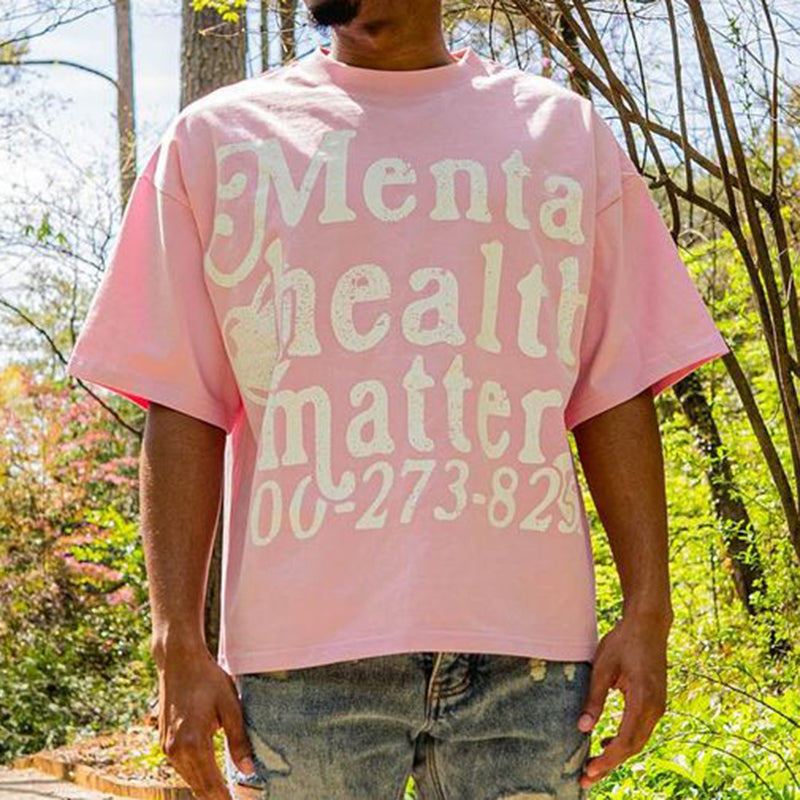 Vintage Mental Health Matters Graphic Short Sleeve T-Shirt