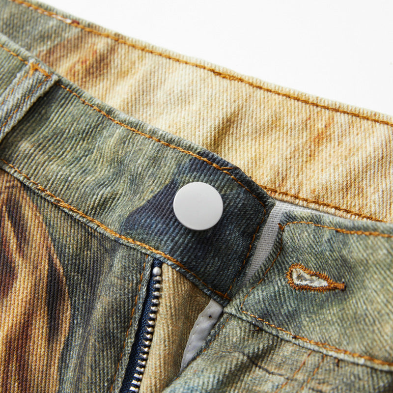 Retro Cute Bears Print Baggy Jeans