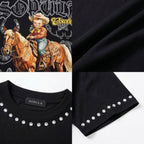 Cowboy Western Elements Retro Graphic Cotton T-shirt