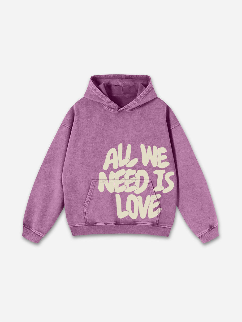 All We Need Is Love Print Graphic Acid Washed Oversized Hoodie