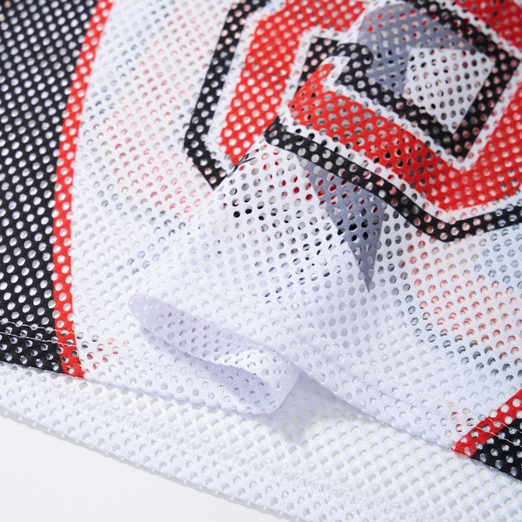 Star No.89 V-neck Digital Graphic Color-blocked Jersey
