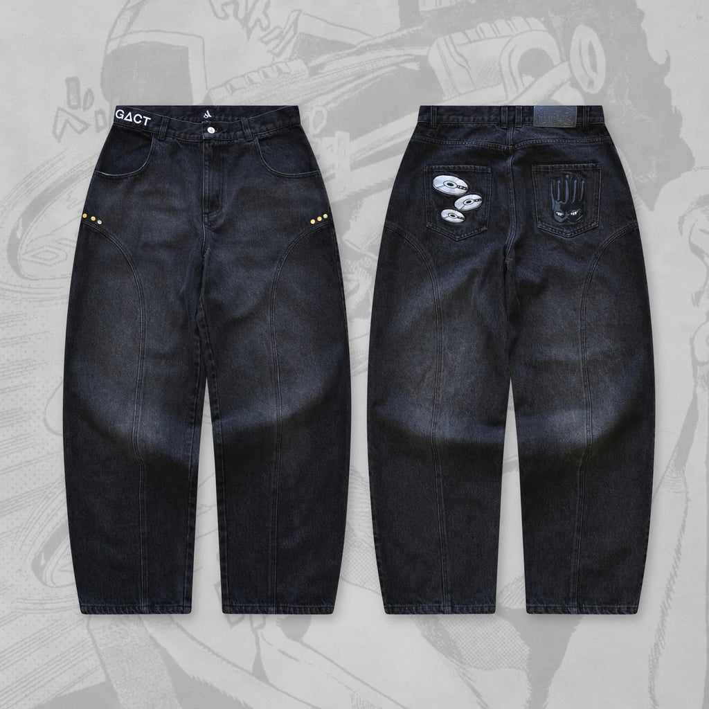 Men's Fashion Cd Embroidered Drawstring  Disc Jeans