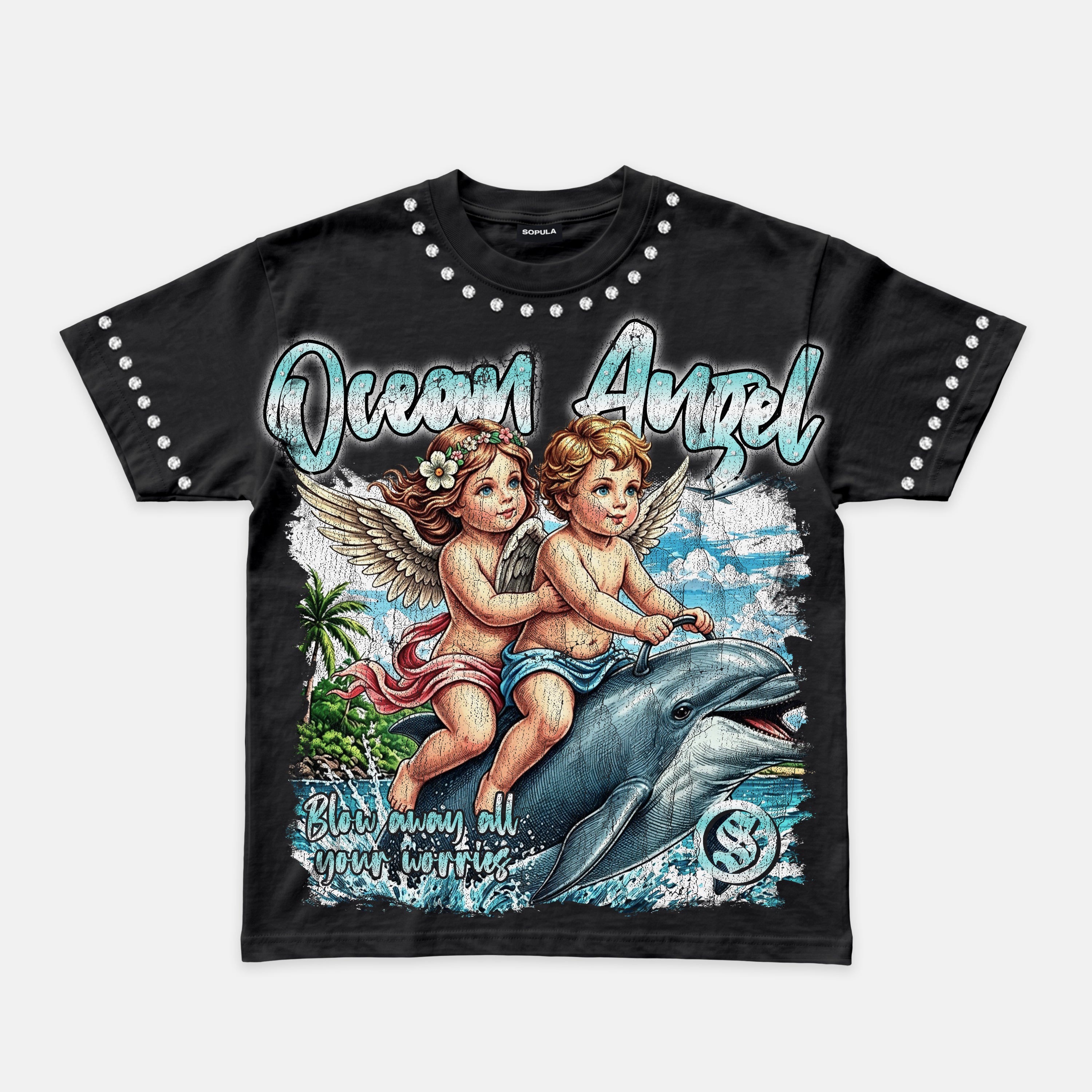 European And American Style Ocean Angel Graphic T-shirt