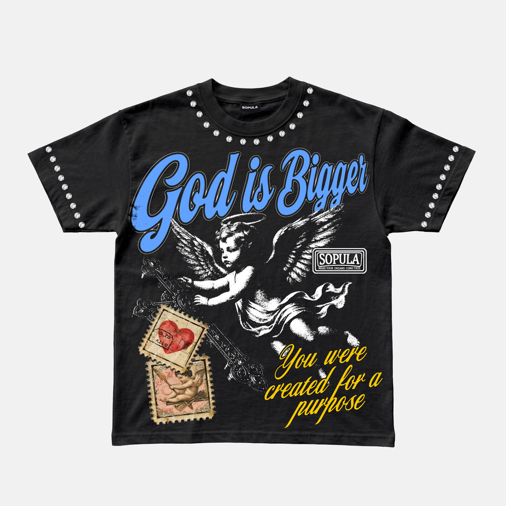 God Is Bigger Vintage Angel Graphic T-shirt