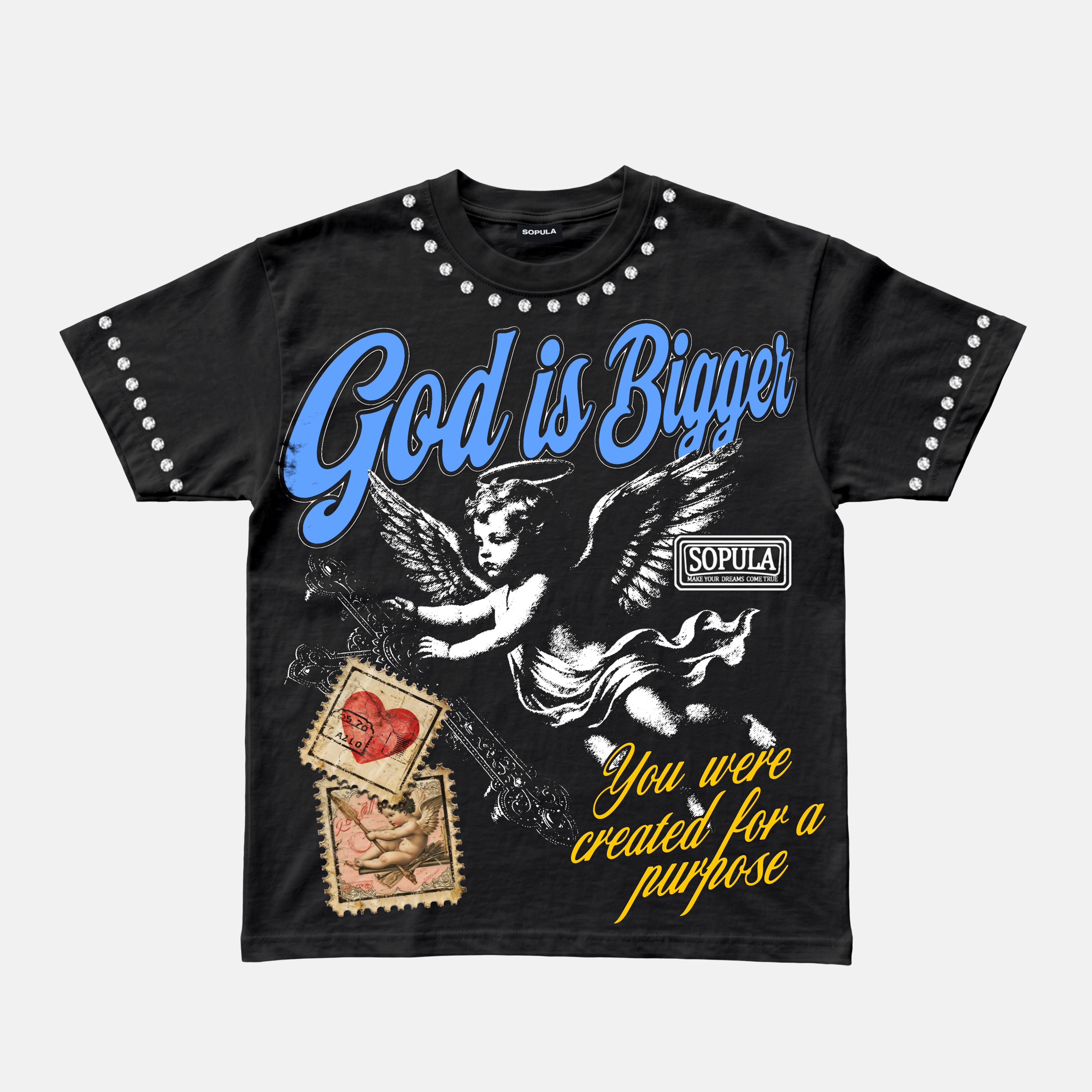 God Is Bigger Vintage Angel Graphic T-shirt