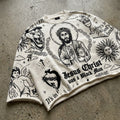 Hip Hop Jesus Graffiti Religion Graphic Boxy Crop Crimped Edge T-shirt