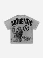 Vintage I Am Allergic To People Graphic Acid Wash T-shirt