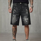 Men's Retro Washed Ripped Denim Shorts