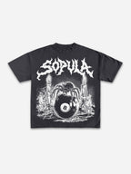 Vintage Gothic Melting Candle Black 8 Spider Graphic Cotton T-shirt