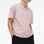 Retro Pure Cotton Casual Collared Short-sleeved Polo Shirt