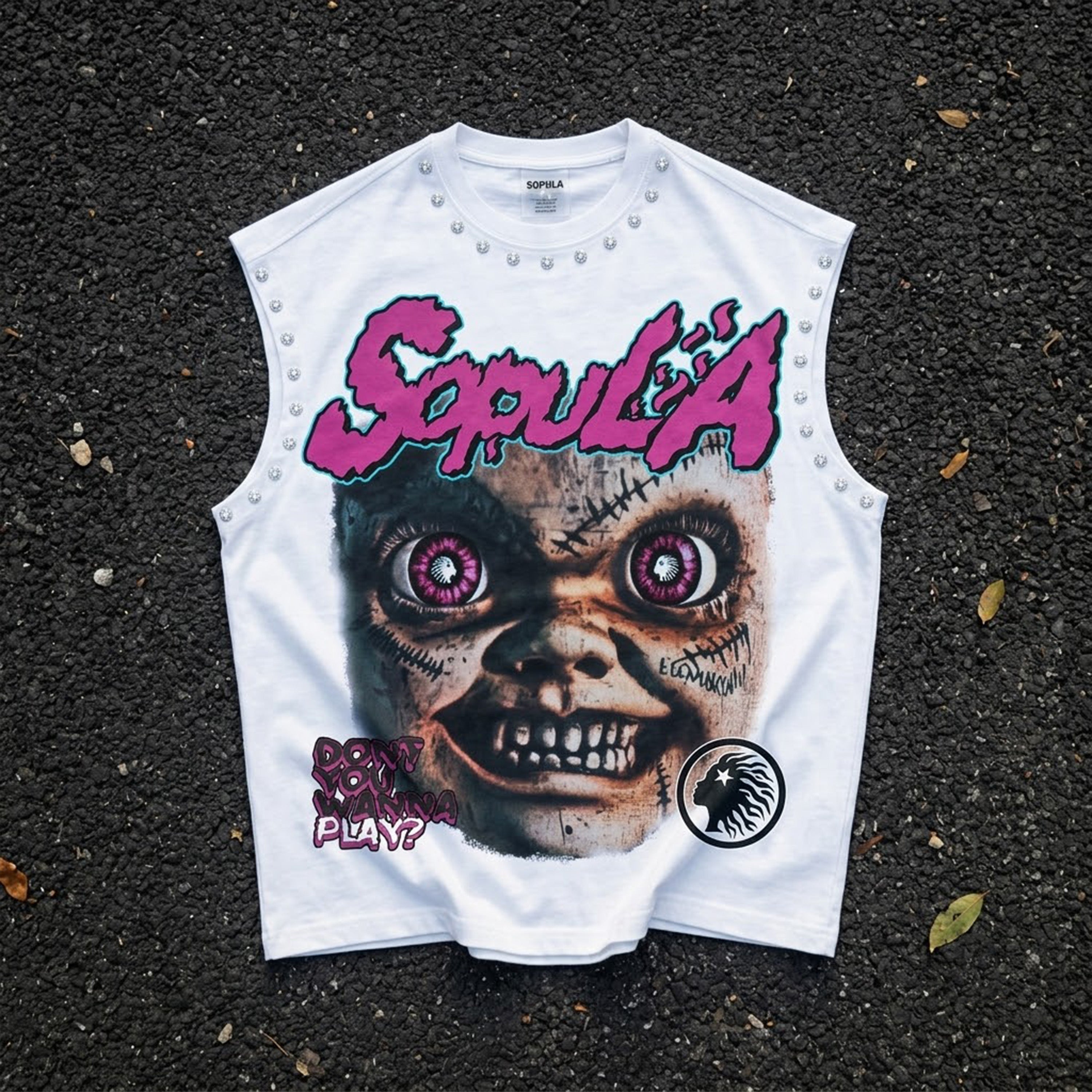 Sopula Don't You Wanna Play Evil Face Graphic Tank Top