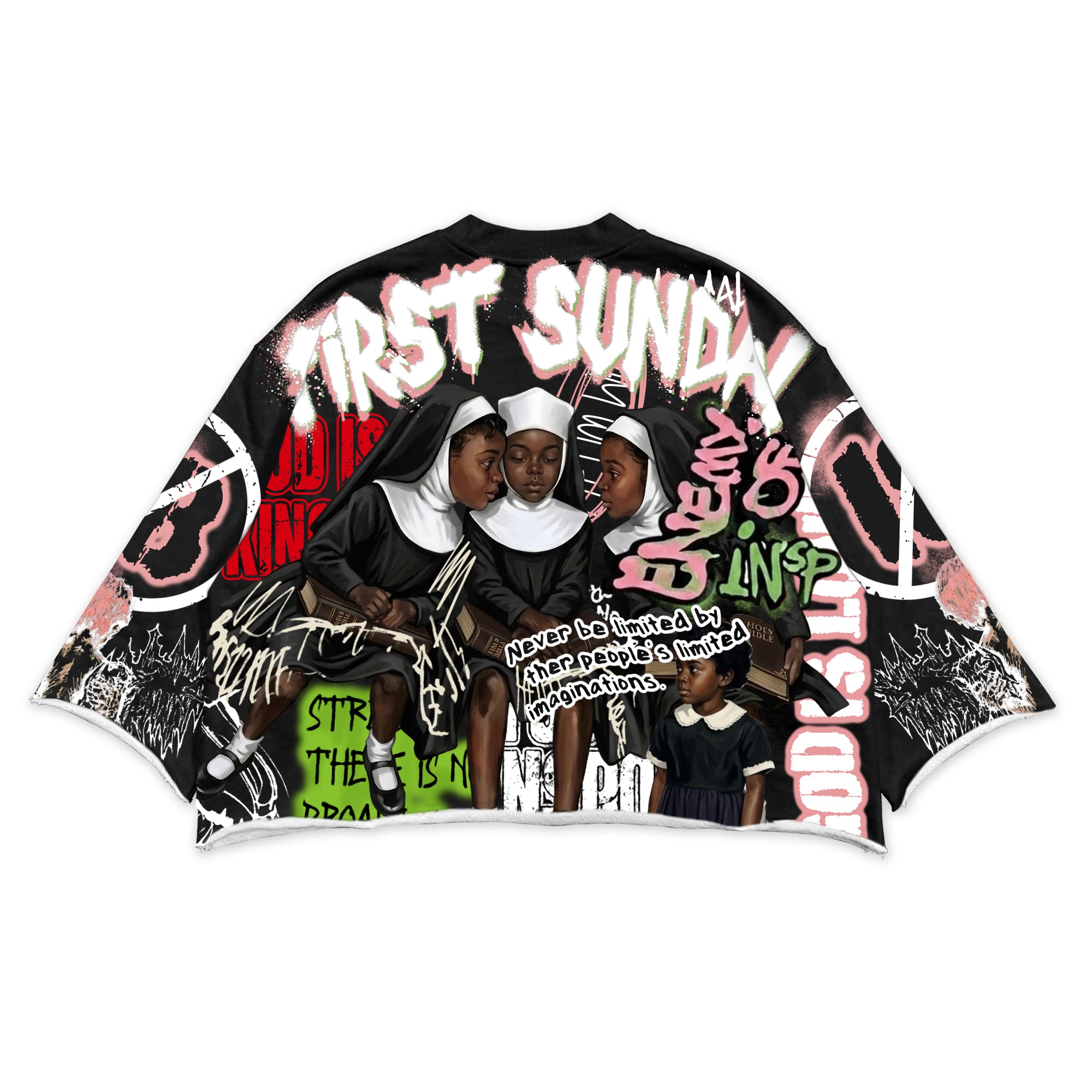 First Sunday Vintage Jesus Religious Print Boxy Crop T-shirt