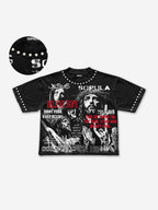 Jesus And The Bible Vintage Graphic Rhinestone Cropped T-shirt