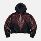 Disciple Dark Skeleton Skeleton Retro Graphic Cropped Hoodie