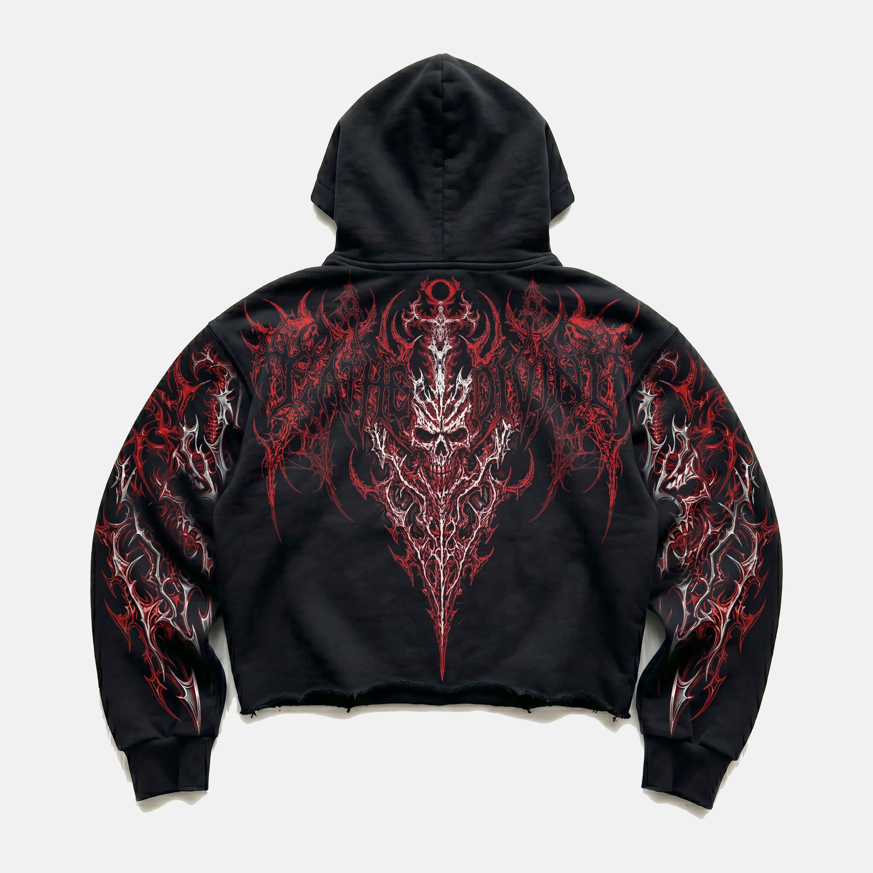 Disciple Dark Skeleton Skeleton Retro Graphic Cropped Hoodie