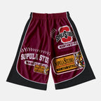Tiger Badge Graphic Color Blocking Drawstring Shorts