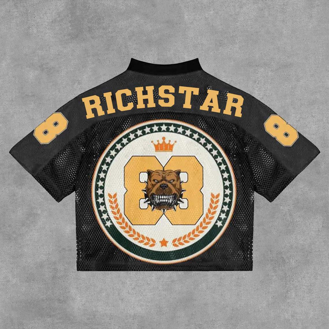Vintage Rich Star No 88 Graphics Blokecore Blokette Cotton Football V-neck T-shirt