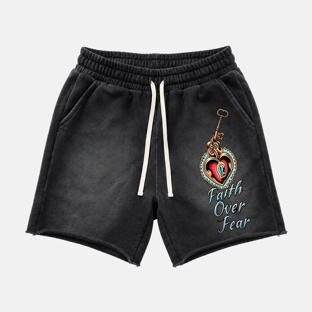 American Retro Maria Gothic Style Graphic Acid Washed Shorts