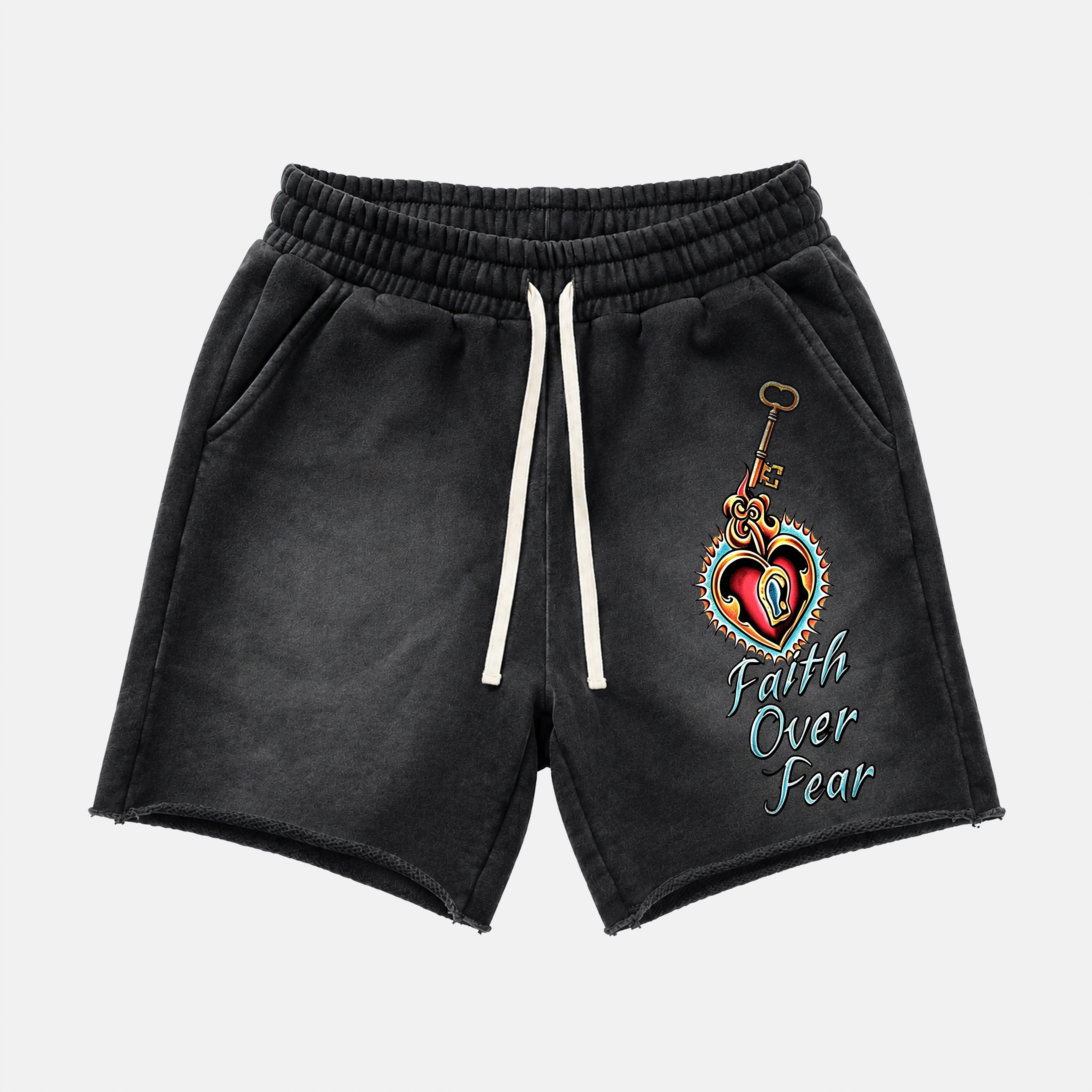 American Retro Maria Gothic Style Graphic Acid Washed Shorts