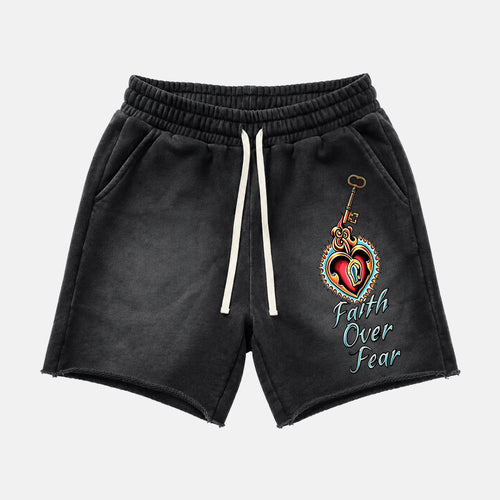 American Retro Maria Gothic Style Graphic Acid Washed Shorts