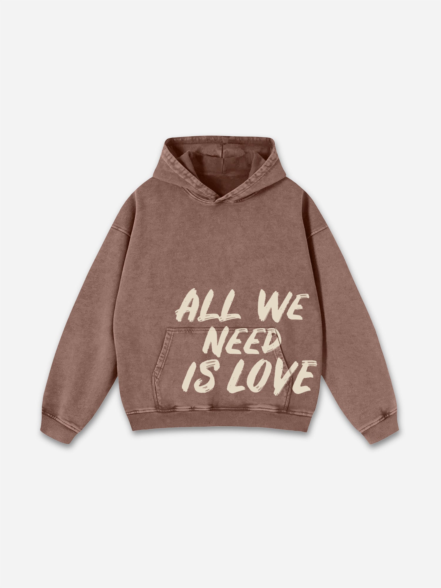 Vintage All We Need Is Love Graphic Design Washed Oversized Hoodie