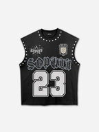 Y2k Retro Sopula Badge Graphic Rhinestone Tank Top