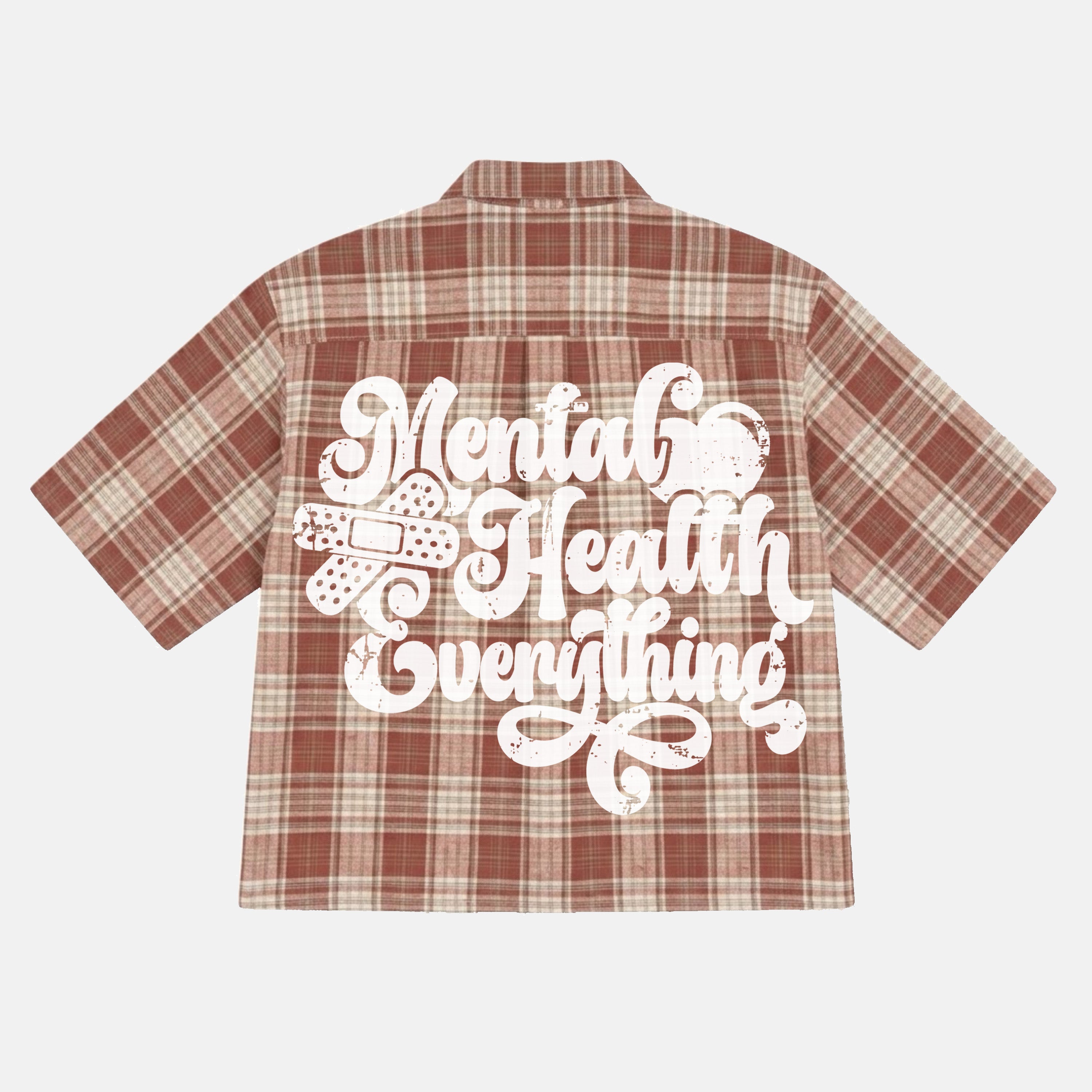 Mental Health Matters Most Retro Slogan Graphic Plaid Jacket Shirt