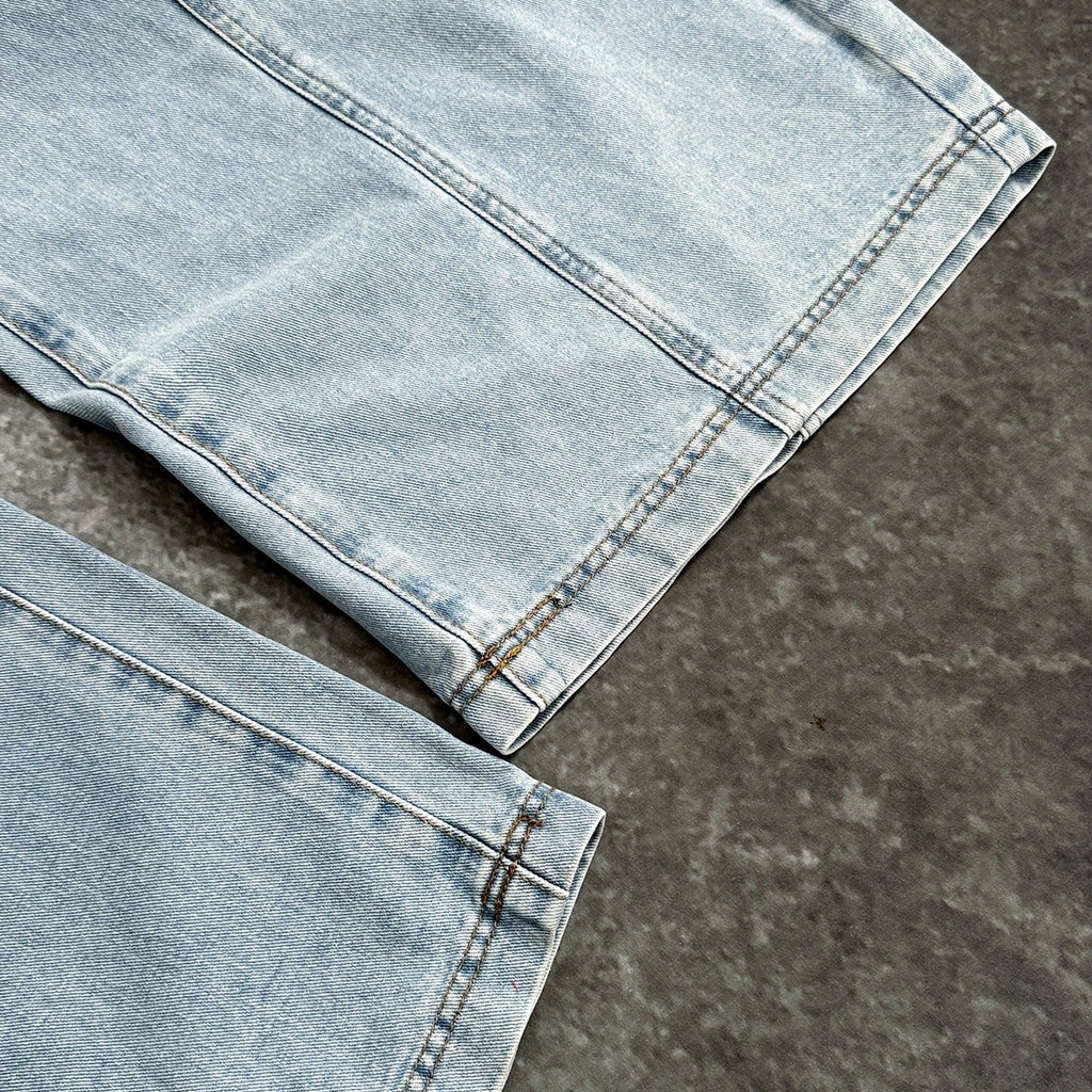 Casual Patchwork Loose Curved  Baggy Jeans