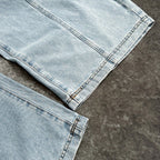 Casual Patchwork Loose Curved  Baggy Jeans