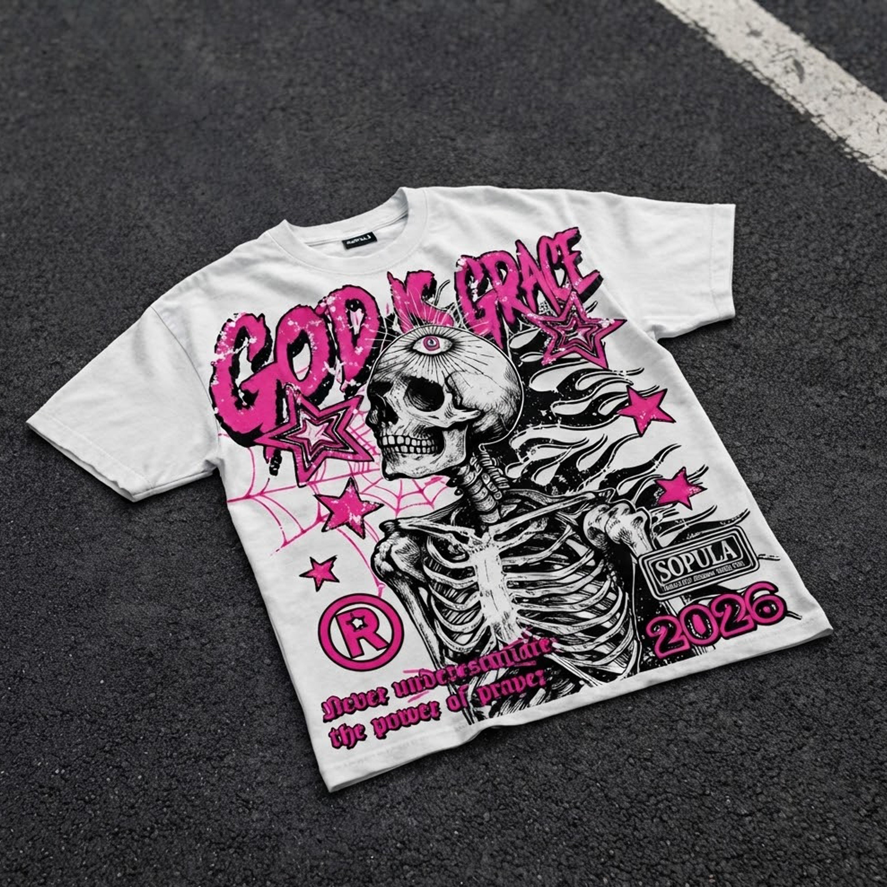God Is Greater Retro Flaming Skeleton Graphic T-shirt
