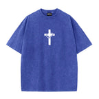 Jesus With Crown Of Thorns Graphic Acid Washed T-shirt