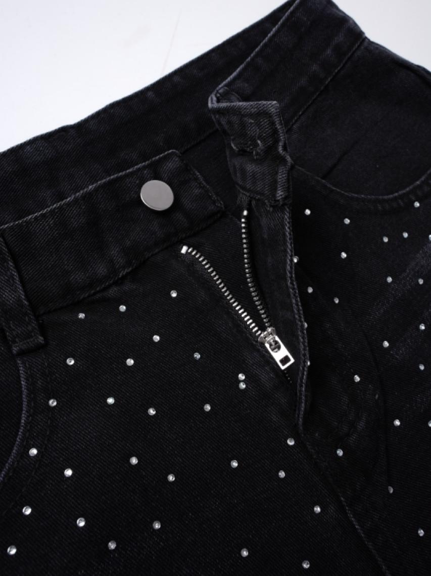 Hiphop Cross Hot Diamond Denim Shorts