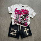 God Loves The World T-shirt And Trust God's Plan Shorts Sets