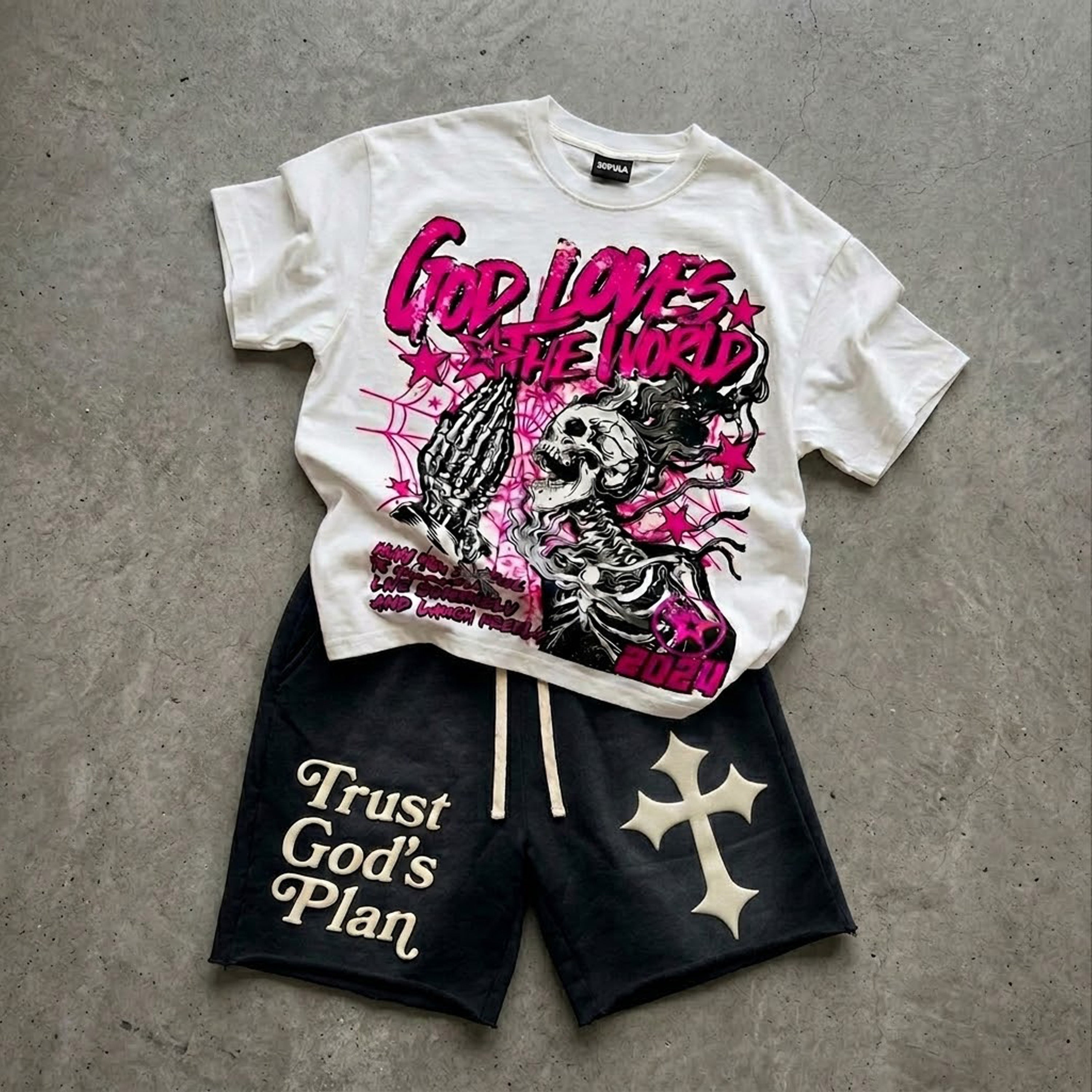 God Loves The World T-shirt And Trust God's Plan Shorts Sets