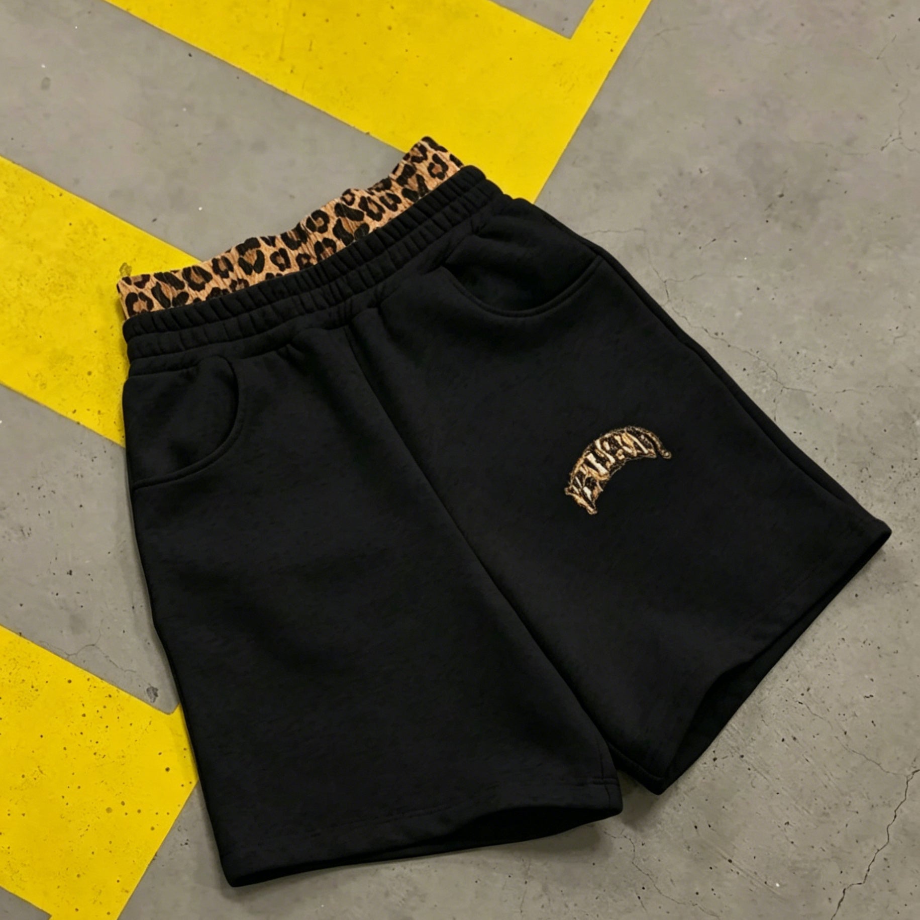 Fashion Leopard Print Letter Embroidered T-shirt And Shorts Two-piece Set