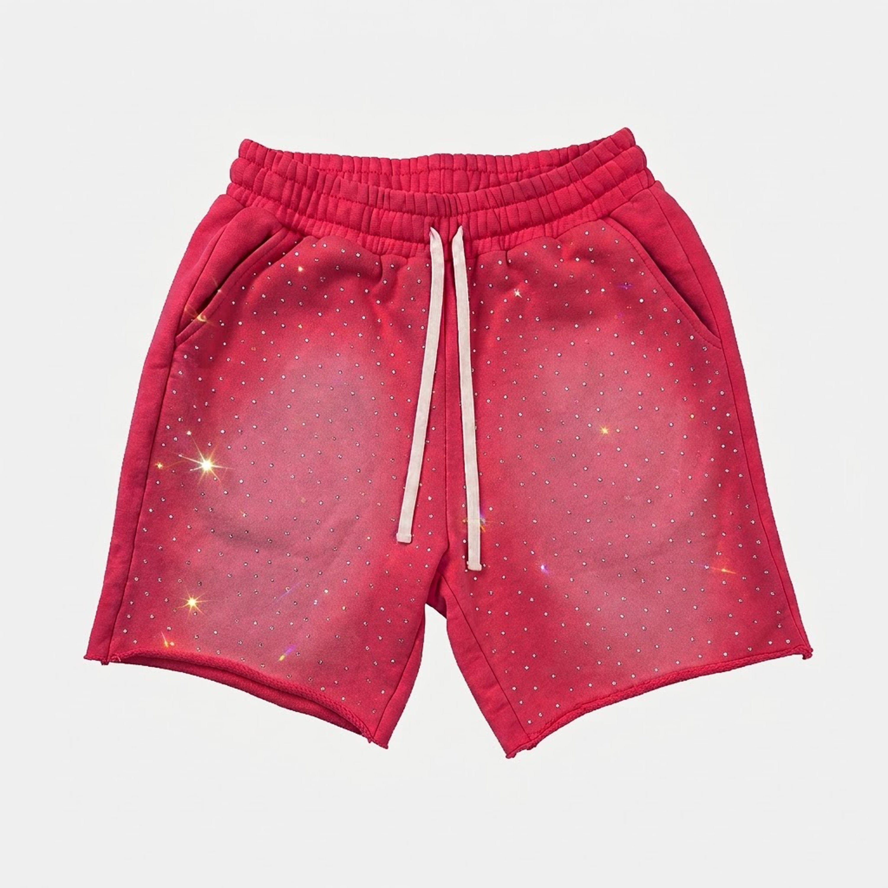 Rhinestone Embellished Janky Acid Washed Shorts