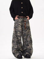 Buck Knife Camouflage Denim Wide-leg Work Baggy Jeans