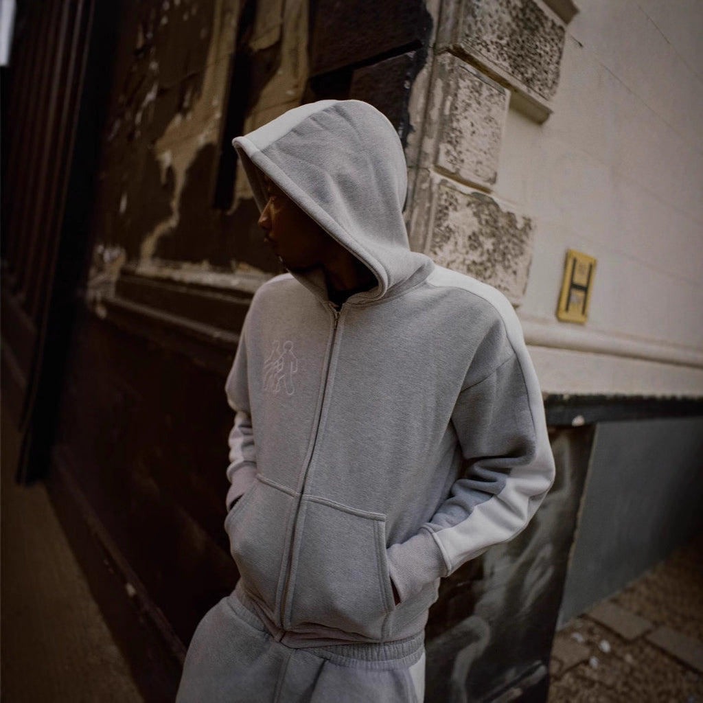 Men's Embroidered Hooded Zipper Sweatshirt And Pants Tracksuit