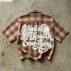 Mental Health Matters Most Retro Slogan Graphic Plaid Jacket Shirt
