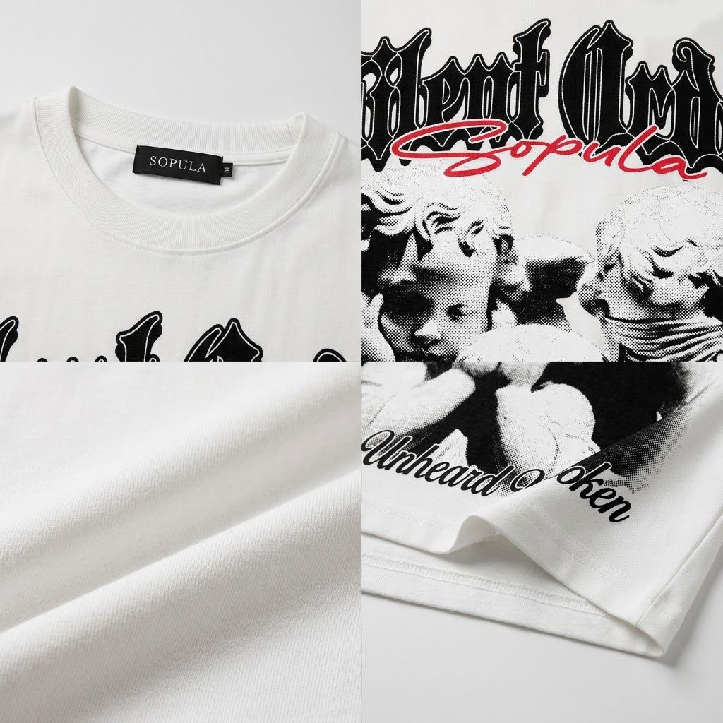 Blind Mute Bound Vintage Angel Graphic Cotton T-shirt