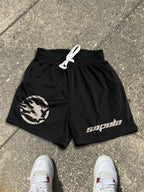 Sopula Basic Vintage Alphabet Graphic Mesh Shorts
