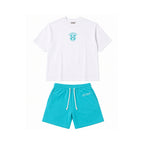 Men's Embroidered Drawstring Sports T-shirt And Shorts Set