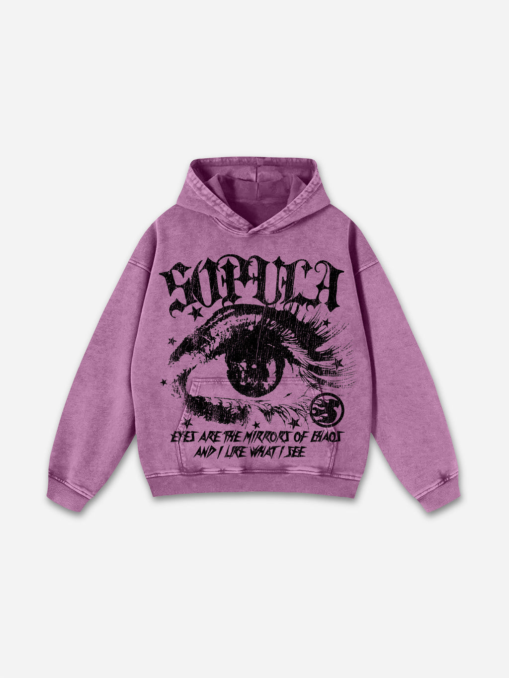 Sopula Star Eyes Graphic Acid Wash Hoodie