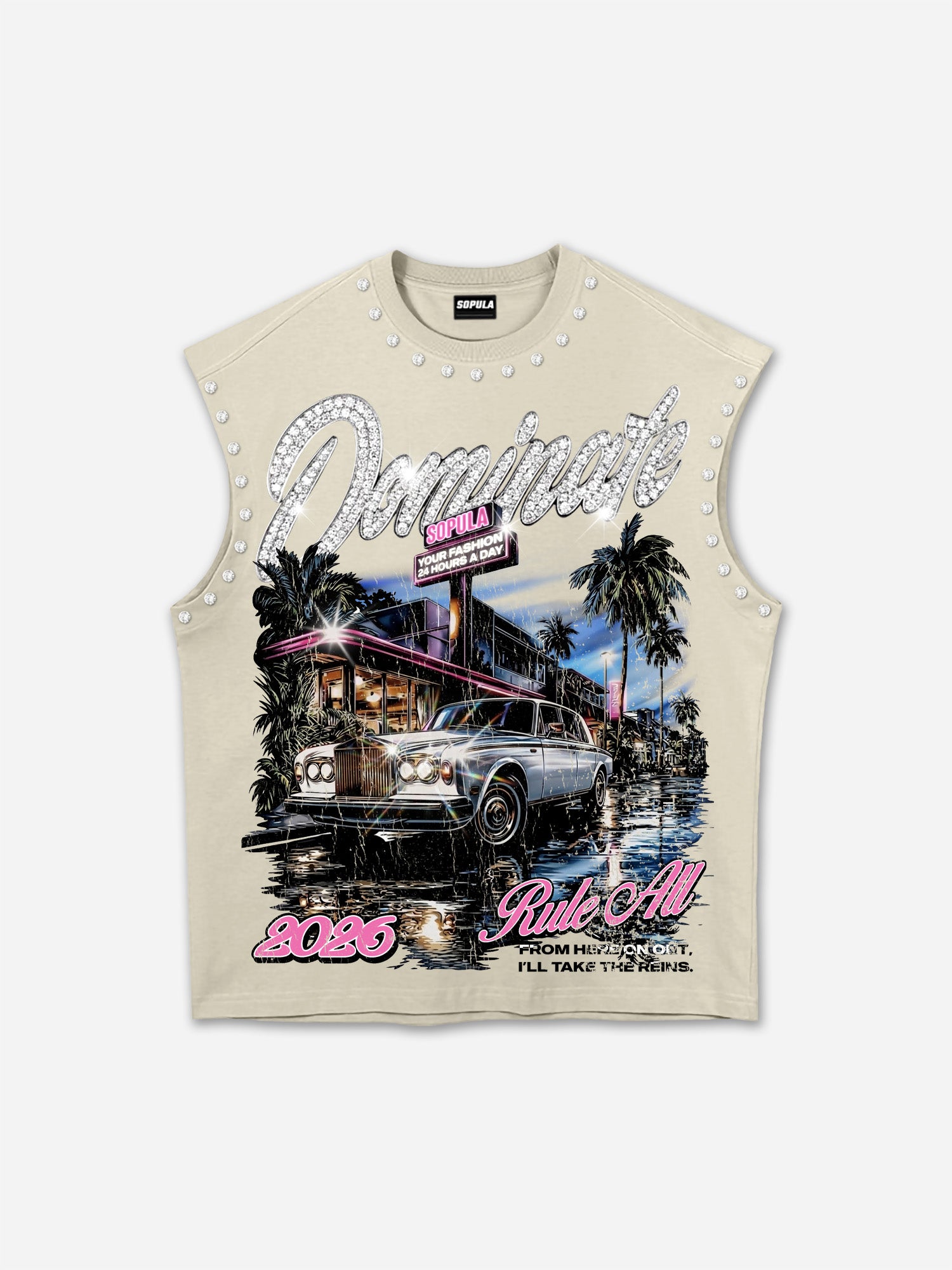 2026 I'm In Charge Vintage Street Graphic Rhinestone Tank Top