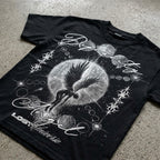 Dark Y2k Angels Lost In The Universe Graphic Cotton T-shirt