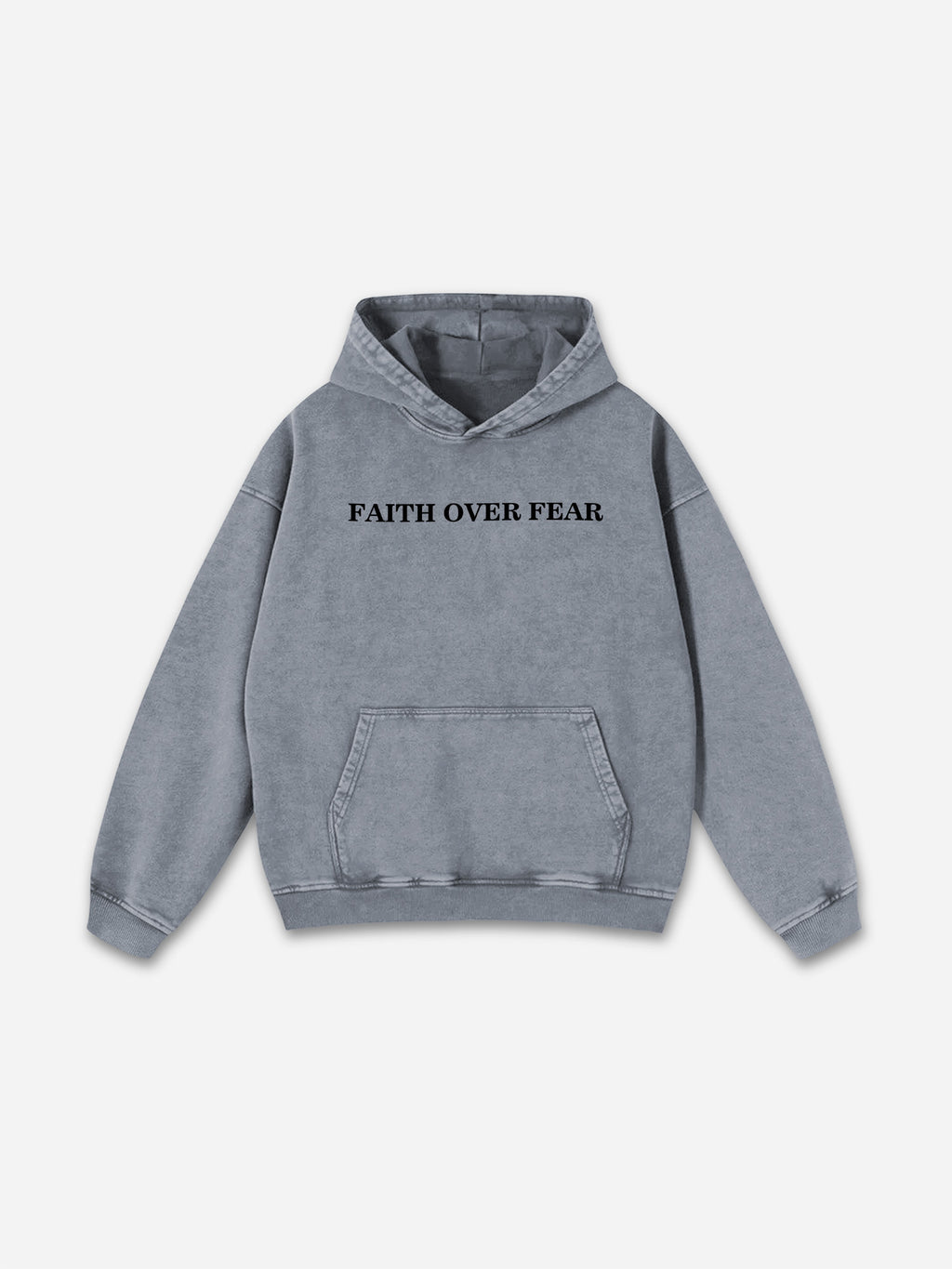 Vintage Faith Over Fear Graphic Acid Washed Oversized Hoodie