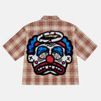 Vintage No Halo Graffiti Head Graphic Plaid Jacket Shirt