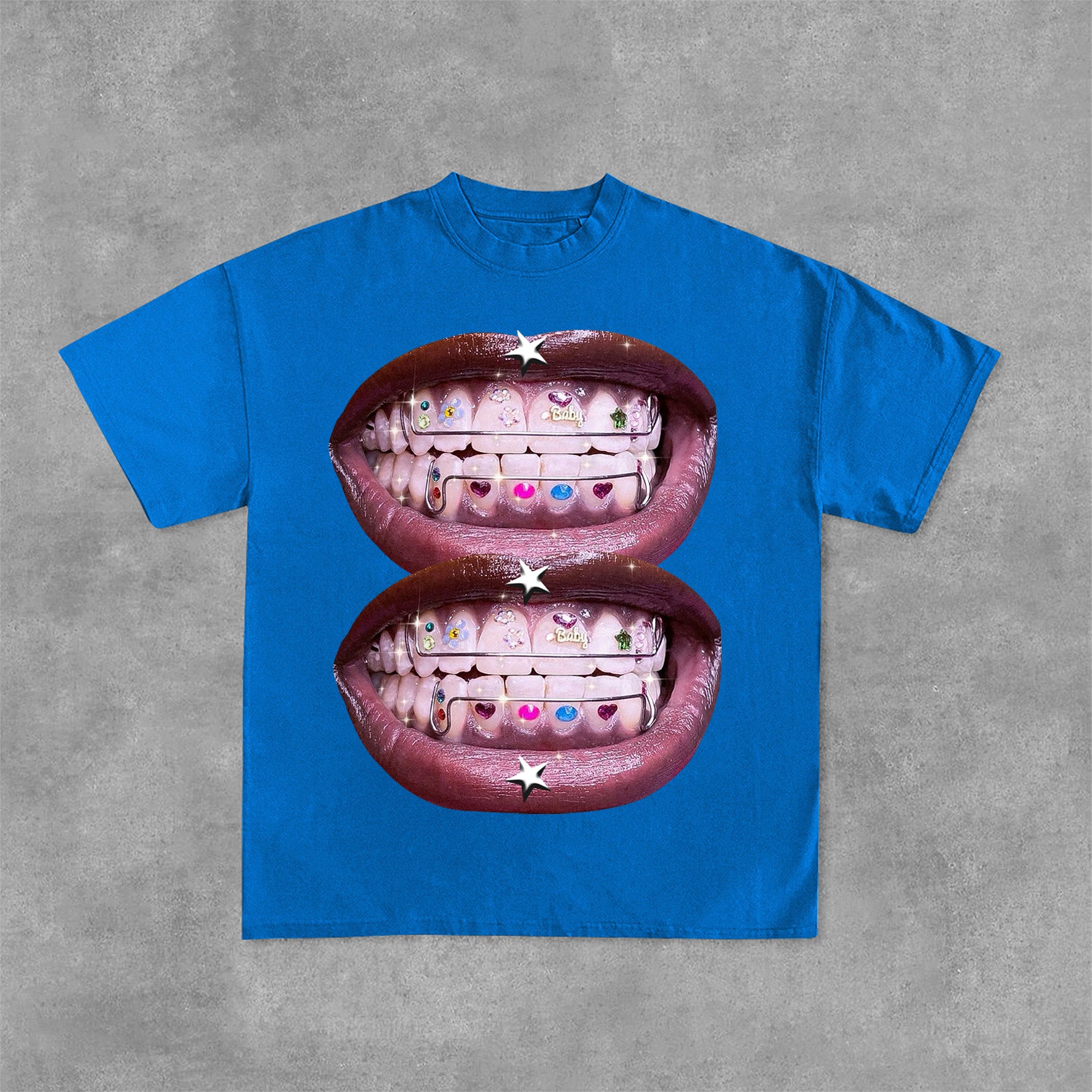 Personalized Lip Graphic Print Street Cotton T-Shirt
