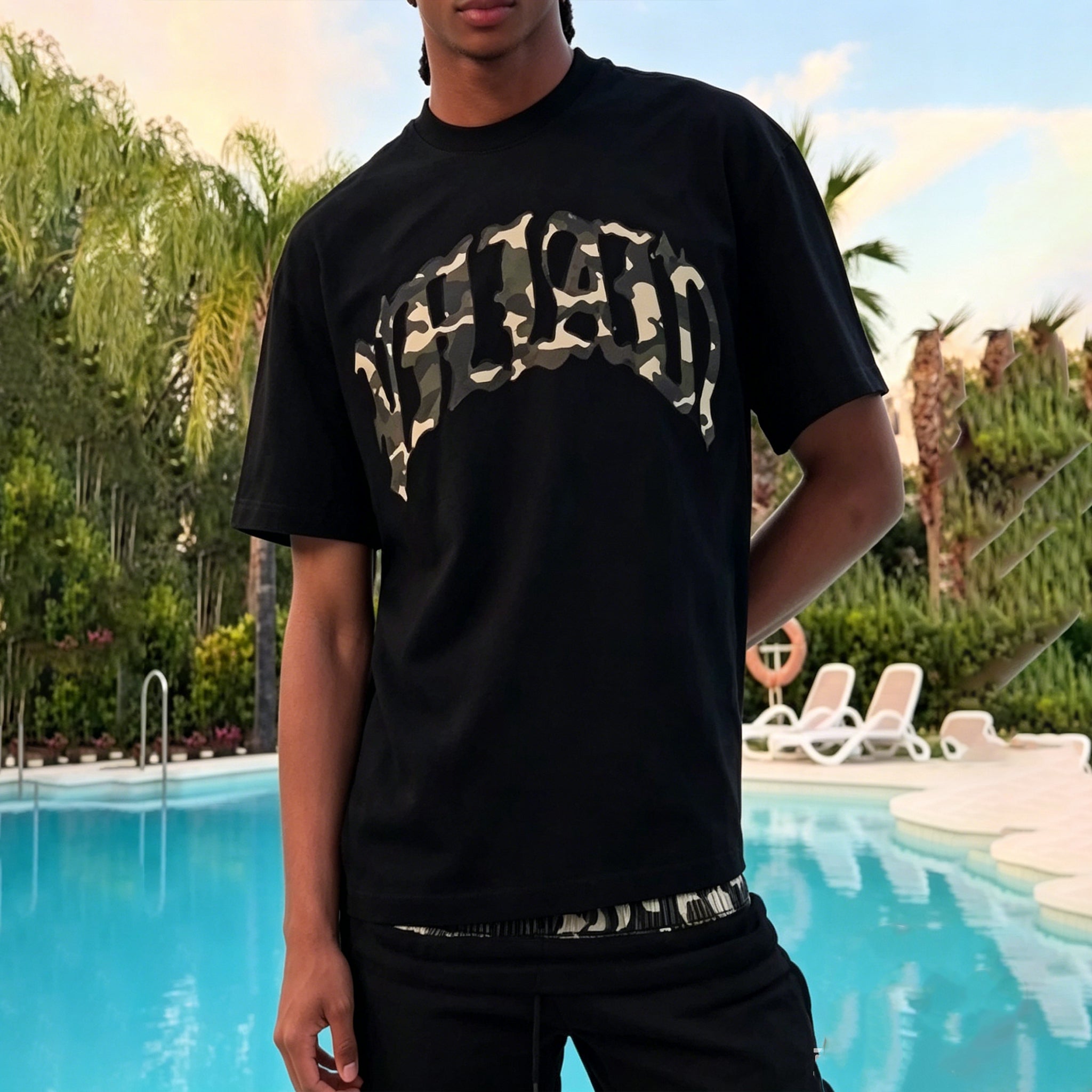 Fashion Leopard Print Letter Embroidered T-shirt And Shorts Two-piece Set